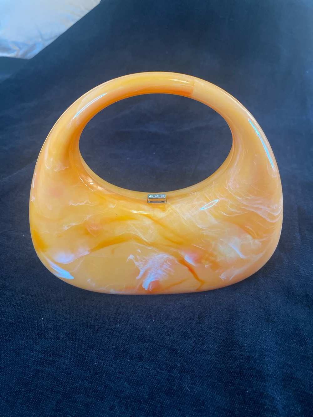 Marbled Orange Acrylic Crescent Clutch HandBag